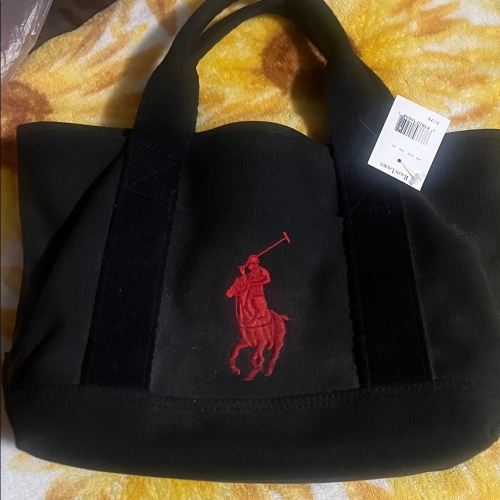 Polo by Ralph Lauren Black Bag with Red Embroidery  small bag
